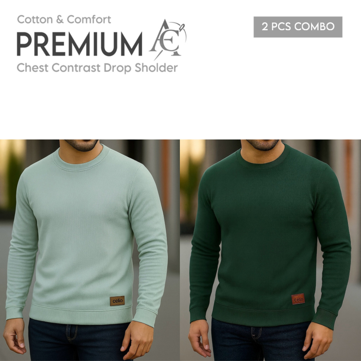 Rib Full Sleeve Light Lemon-Bottle green