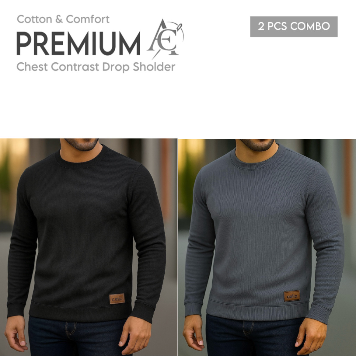 Rib Full Sleeve Black-Charcoal